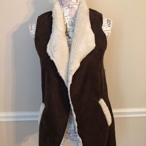 French Laundry brown faux shearling vest small